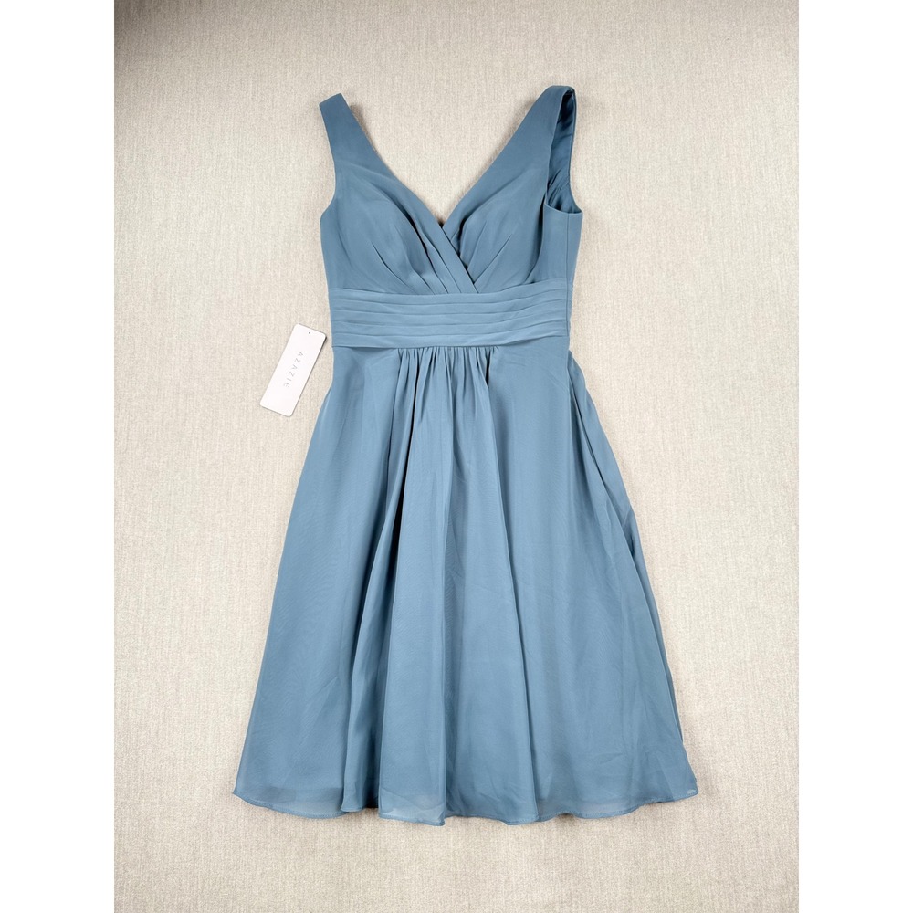 Azazie Kyla Twilight Blue Chiffon V-Neck Bridesmaid Dress A4 91292